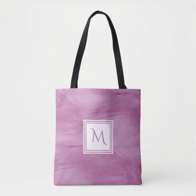 Tote Bag Simple clair violet subtil marbre moderne Monogram (Devant)