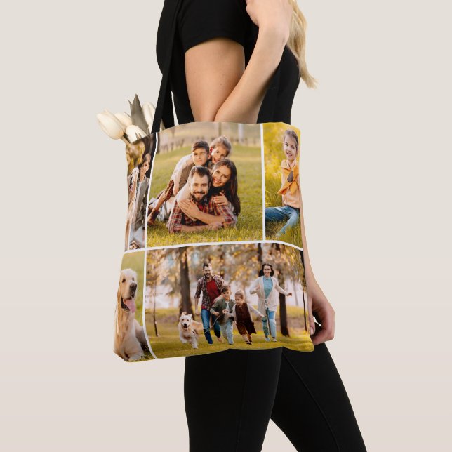 Tote Bag Simple collage de 5 photos (De près)