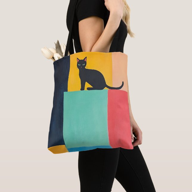 Tote Bag Simple Design Black Cat (De près)