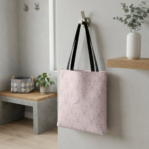 Tote Bag Simple Élégant Monogramme à Paillettes Rose Pâle
