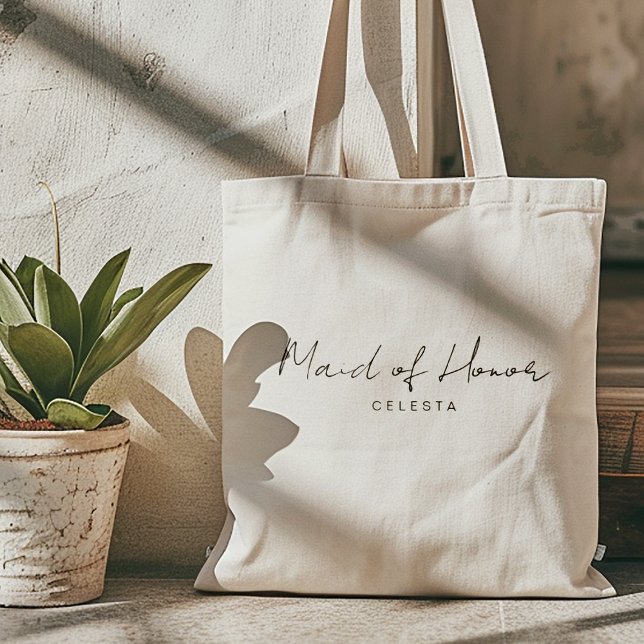 Tote Bag Simple élégante femme de ménage d'honneur personna (Créateur téléchargé)
