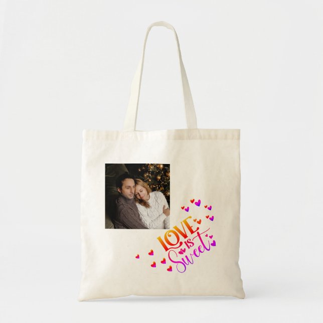 Tote Bag Simple et chic L'amour photo est doux (Devant)