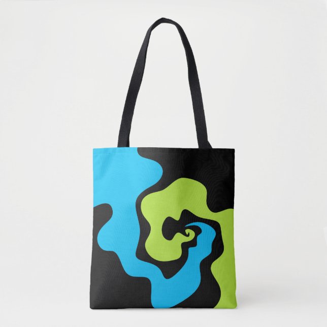 Tote Bag Simple et élégant Bleu vert noir formes Abstraites (Devant)