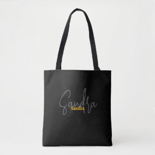 Tote Bag Simple et moderne Créez votre propre prénom noir