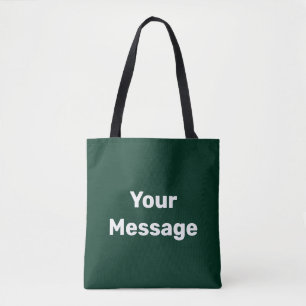 Tote Bag Simple foncé vert blanc Votre message Modèle texte