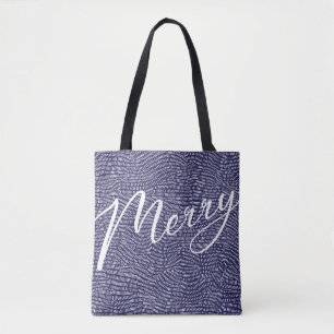 Tote Bag Simple Fun Blue Doodle Joyeux Noël Vacances