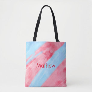 Tote Bag simple initial letter mongram add your name red b