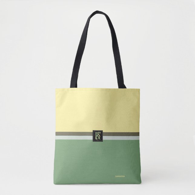 Tote Bag Simple Jaune clair et Asperges Vert Deux Tons (Devant)