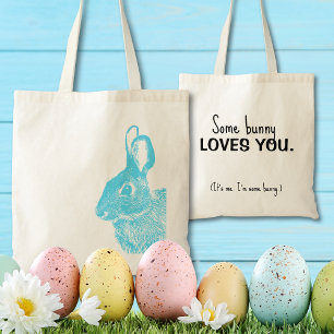 Tote Bag Simple lapin bleu de Pâques minimal