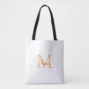 Tote Bag simple minimal ajouter nom monogramme orange marro