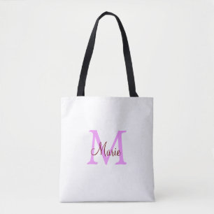 Tote Bag simple minimal ajouter nom monogramme rose rouge