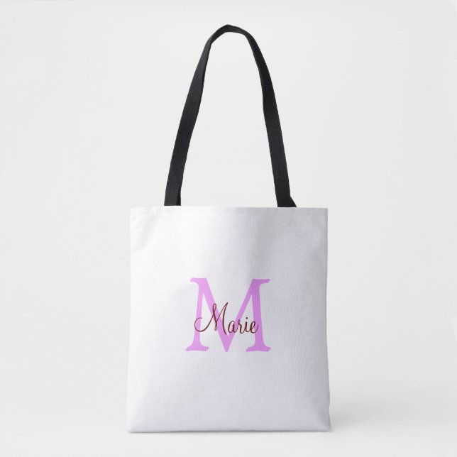 Tote Bag simple minimal ajouter nom monogramme rose rouge  (Devant)