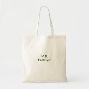 Tote Bag Simple minimal vert ajoutez votre texte nom photo