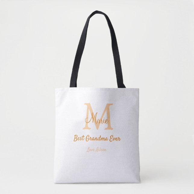 Tote Bag simple minimum meilleur grand-mère jamais orange m (Devant)