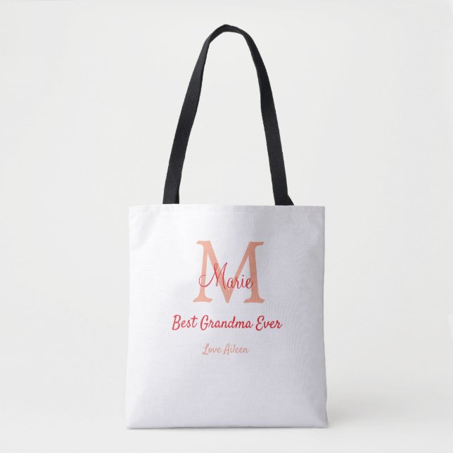 Tote Bag simple minimum meilleur grand-mère jamais rouge mo (Devant)