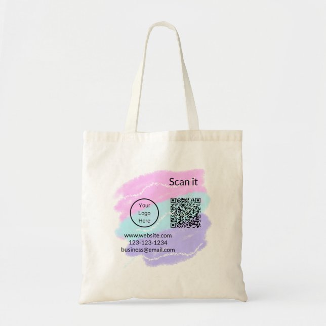 Tote Bag Simple minimum q r code ajouter logo code d'analys (Devant)