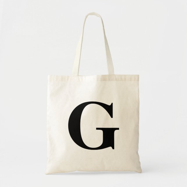 Tote Bag Simple Moderne Initiale Noire (Devant)