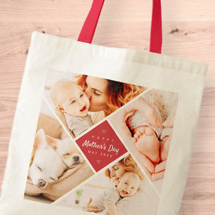 Tote Bag Simple moderne Joyeux Fête des Mères Photo personn