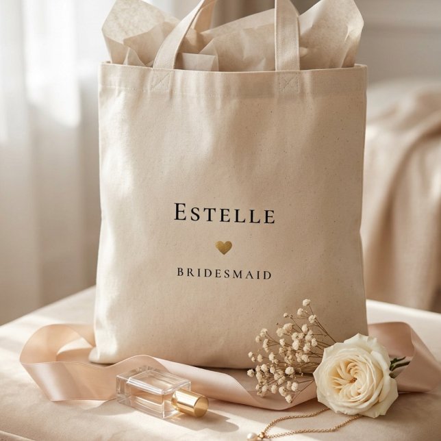 Tote Bag Simple Monogramme et Cœur en Or  (Créateur téléchargé)