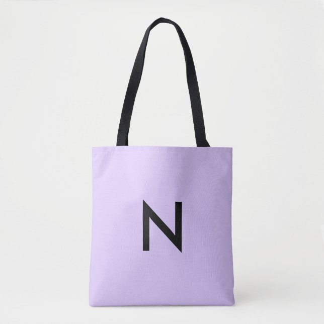 Tote Bag Simple Monogramme Minimaliste Lilas (Devant)