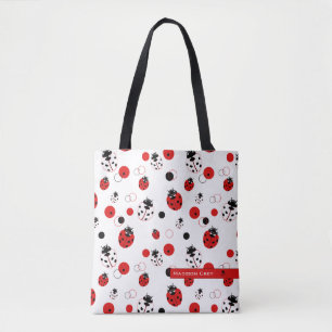 Tote Bag Simple Motif Ladybug rouge, noir et blanc
