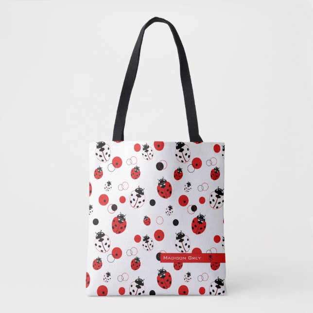 Tote Bag Simple Motif Ladybug rouge, noir et blanc (Devant)