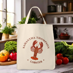 Tote Bag Simple Nautique Minimaliste Aquarelle Rouge Homard