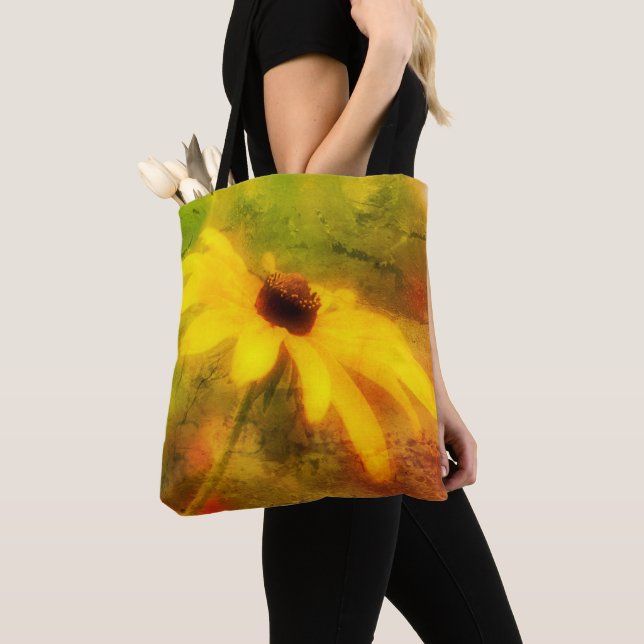 Tote Bag Simple Noir Jeu Susan Daisy Art Distressed (De près)