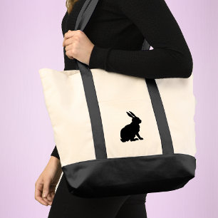 Tote Bag Simple noir Sillhouette assise Rabin hautes oreill