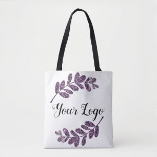Tote Bag simple personnalisé bleu violet noir feuilles ajou