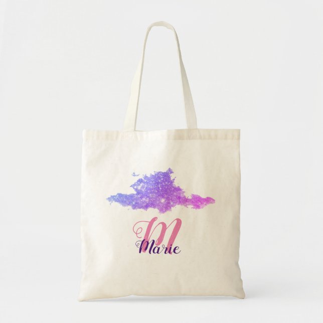 Tote Bag simple personnalisé rose violet pétillant ajouter  (Devant)