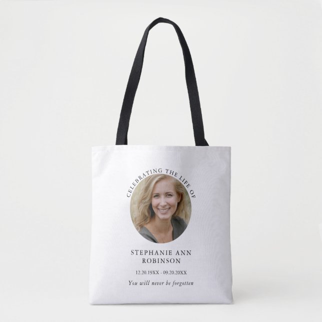 Tote Bag Simple photo Funeral Memorial Ordre de service (Devant)