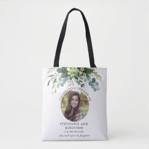 Tote Bag Simple photo Funeral Memorial Ordre de service
