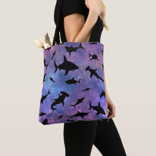 Tote Bag Simple requin mâchoires baleine motif de galaxie o
