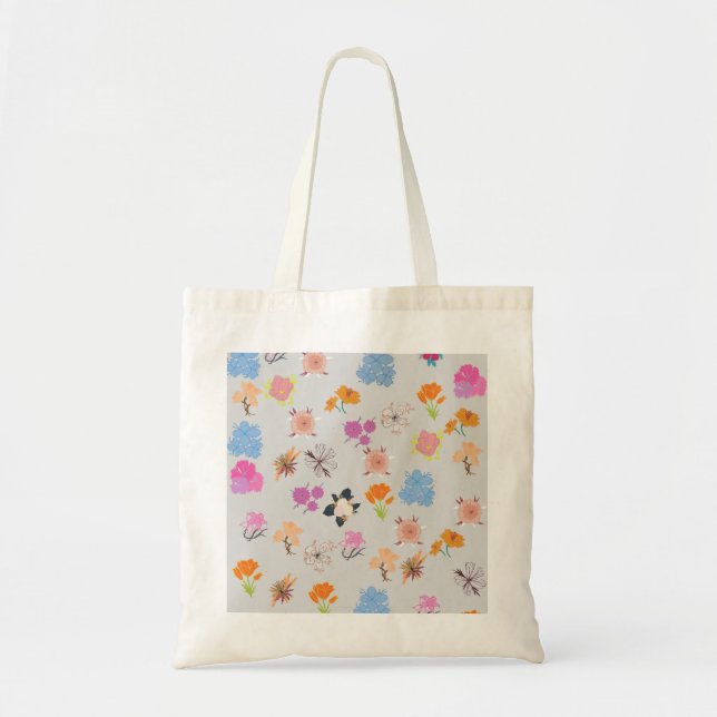 Tote Bag simple,Sac fourre-tout à l'esthétique florale mign (Devant)