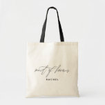 Tote Bag Simple stylé Script Bridesmaid Nom personnalisé<br><div class="desc">Ce sac fourre-tout élégant et minimaliste est décoré de "bonne d'honneur" dans un style moderne écrit à la main. Personnalisez le nom à l'aide du champ modèle.</div>