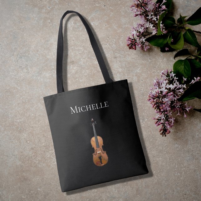 Tote Bag Simple Violin noir (Créateur téléchargé)