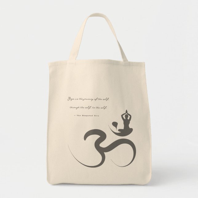 Tote Bag Simple Zen Yoga Om Calligraphie Silhouette Logo Sa (Devant)