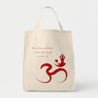 Tote Bag Simple Zen Yoga Om Calligraphy Silhouette Logo Bag