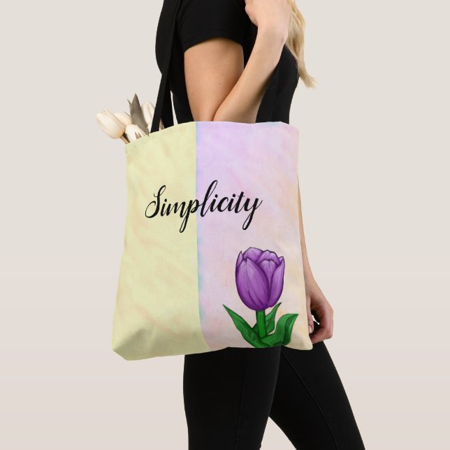 Tote Bag Simplicité Violet Tulipe Deux Tons Aquarelle (De près)