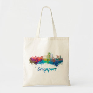 Tote Bag Singapour V2 skyline in watercolor