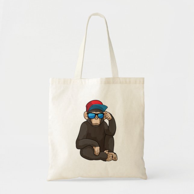 Tote Bag Singe avec lunettes de soleil (Devant)