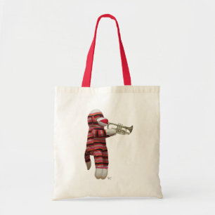 Tote Bag Singe de chaussette jouant la trompette 2