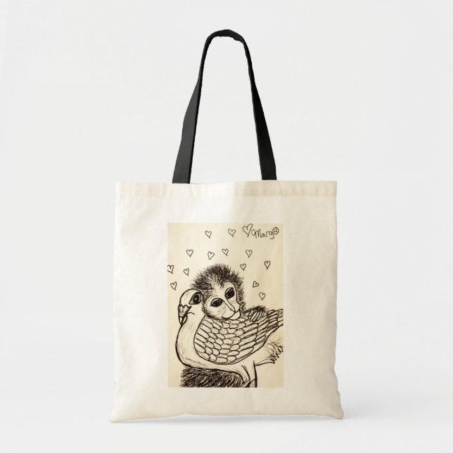 Tote Bag Singe et Pigeon, un bel exemple d'amitié (Devant)