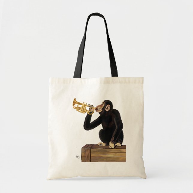 Tote Bag Singe Jouant à la trompette 2 (Devant)