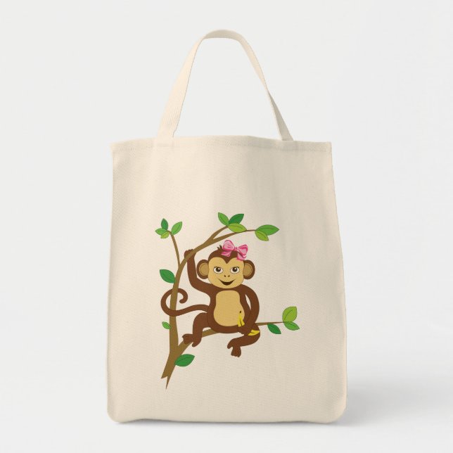 Tote Bag Singe mignon de petite fille (Devant)