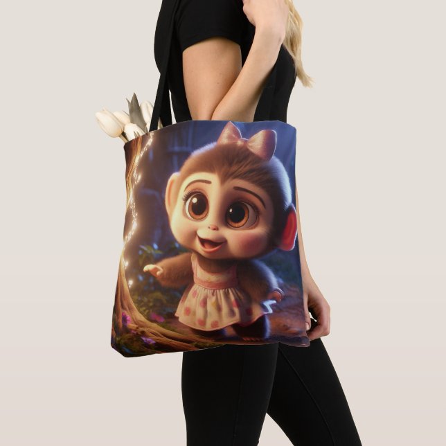 Tote Bag Singe mignon en robe (De près)