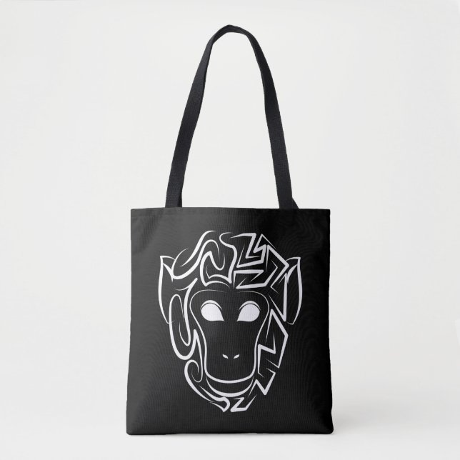 Tote Bag Singe tribal noir et blanc (Devant)