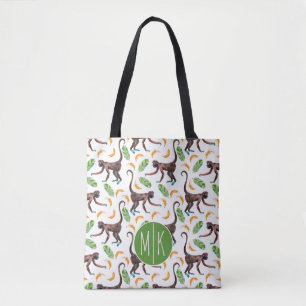 Tote Bag Singes doux jonglant le monogramme des bananes  