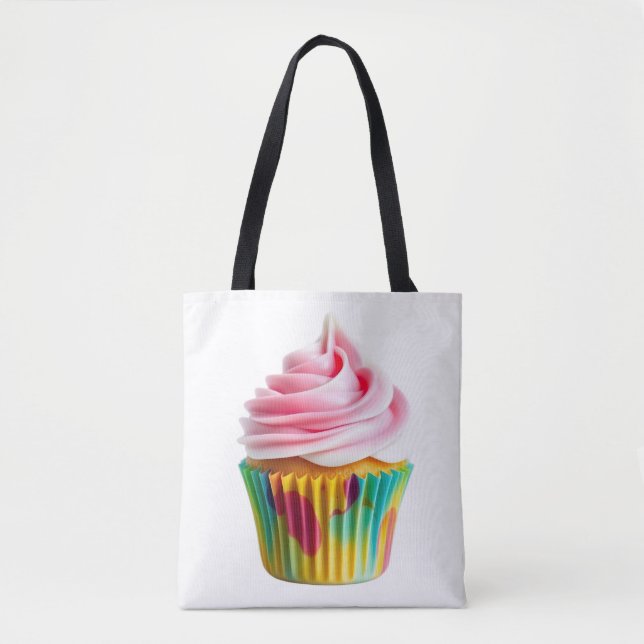 Tote Bag Single Cupcake with Pink and White Frosting (Devant)